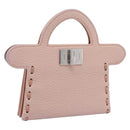 FENDI Peek A Boo Selleria Card Case Leather Pink Silver Auth bs37387M-1