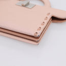 FENDI Peek A Boo Selleria Card Case Leather Pink Silver Auth bs37387M-8