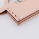 FENDI Peek A Boo Selleria Card Case Leather Pink Silver Auth bs37387M-15