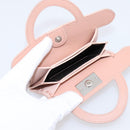 FENDI Peek A Boo Selleria Card Case Leather Pink Silver Auth bs37387M-20