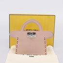 FENDI Peek A Boo Selleria Card Case Leather Pink Silver Auth bs37387M-12