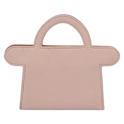 FENDI Peek A Boo Selleria Card Case Leather Pink Silver Auth bs37387M - 0