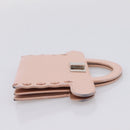 FENDI Peek A Boo Selleria Card Case Leather Pink Silver Auth bs37387M-4
