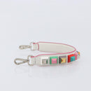 FENDI Strap You Shoulder Strap Leather 15.2"" White Silver Auth bs37389-4
