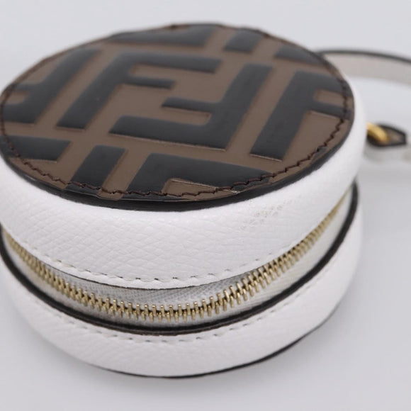FENDI Zucca Canvas Pouch Charm Brown Gold Auth bs37390A