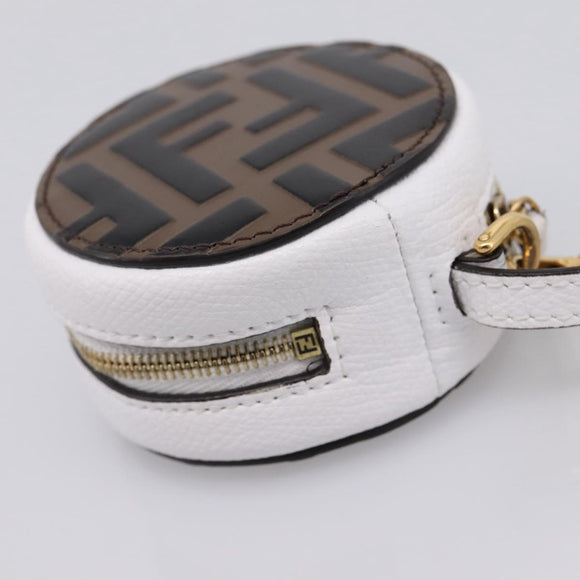 FENDI Zucca Canvas Pouch Charm Brown Gold Auth bs37390A