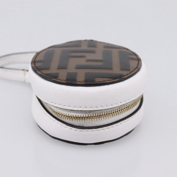 FENDI Zucca Canvas Pouch Charm Brown Gold Auth bs37390A