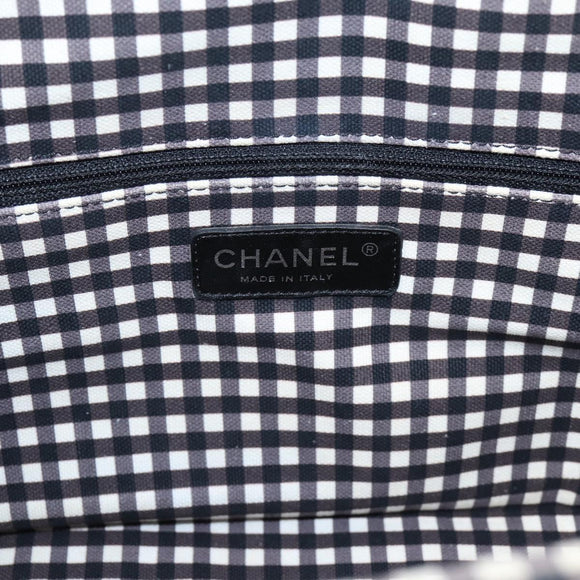 CHANEL Cruise Line Hand Bag Canvas Black White CC Auth bs37391A