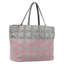 CHANEL New Travel Line Tote Bag Canvas Gray Silver CC Auth bs37392A-1