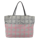 CHANEL New Travel Line Tote Bag Canvas Gray Silver CC Auth bs37392A-13