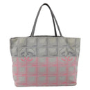 CHANEL New Travel Line Tote Bag Canvas Gray Silver CC Auth bs37392A-2