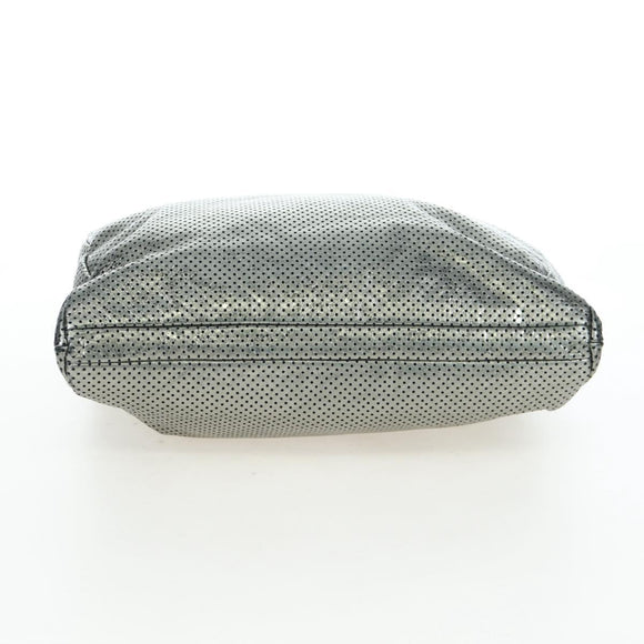 CHANEL 2.55 Chain Shoulder Bag Punching Leather Green Silver CC Auth bs37393V