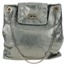 CHANEL 2.55 Chain Shoulder Bag Punching Leather Green Silver CC Auth bs37393V-2