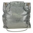 CHANEL 2.55 Chain Shoulder Bag Punching Leather Green Silver CC Auth bs37393V-3