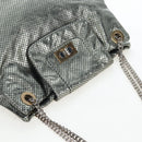 CHANEL 2.55 Chain Shoulder Bag Punching Leather Green Silver CC Auth bs37393V-6