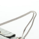 CHANEL 2.55 Chain Shoulder Bag Punching Leather Green Silver CC Auth bs37393V-9