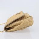 CHANEL Matelasse Chain Shoulder Bag Raffia Beige Gold CC Auth bs37394-6