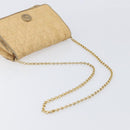 CHANEL Matelasse Chain Shoulder Bag Raffia Beige Gold CC Auth bs37394-8