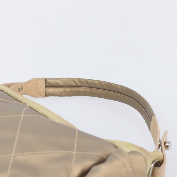 CHANEL Paris Biarritz Shoulder Bag Coated Canvas Gold Silver CC Auth bs37395