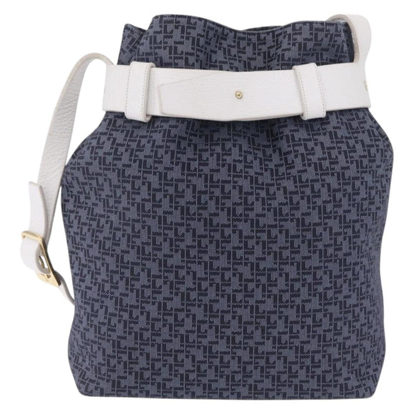 LOEWE Shoulder Bag Canvas Blue Gold Auth bs37397A