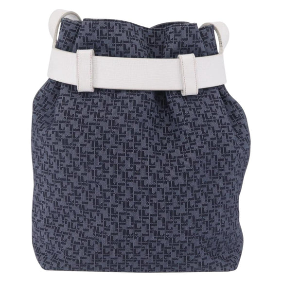 LOEWE Shoulder Bag Canvas Blue Gold Auth bs37397A
