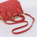 Miu Miu Matelasse Hand Bag Leather 2way Red Gold Auth bs37398-10