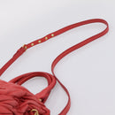 Miu Miu Matelasse Hand Bag Leather 2way Red Gold Auth bs37398-15