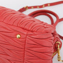 Miu Miu Matelasse Hand Bag Leather 2way Red Gold Auth bs37398-16