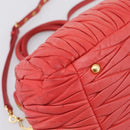 Miu Miu Matelasse Hand Bag Leather 2way Red Gold Auth bs37398-17