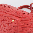 Miu Miu Matelasse Hand Bag Leather 2way Red Gold Auth bs37398-18