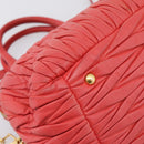 Miu Miu Matelasse Hand Bag Leather 2way Red Gold Auth bs37398-19