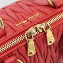 Miu Miu Matelasse Hand Bag Leather 2way Red Gold Auth bs37398-20