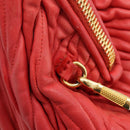 Miu Miu Matelasse Hand Bag Leather 2way Red Gold Auth bs37398-21