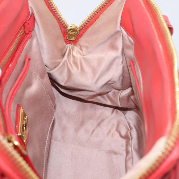 Miu Miu Matelasse Hand Bag Leather 2way Red Gold Auth bs37398