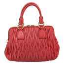 Miu Miu Matelasse Hand Bag Leather 2way Red Gold Auth bs37398-2
