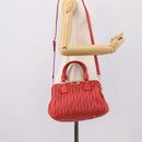 Miu Miu Matelasse Hand Bag Leather 2way Red Gold Auth bs37398-31