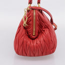 Miu Miu Matelasse Hand Bag Leather 2way Red Gold Auth bs37398-3