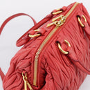 Miu Miu Matelasse Hand Bag Leather 2way Red Gold Auth bs37398-6