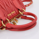 Miu Miu Matelasse Hand Bag Leather 2way Red Gold Auth bs37398-7