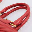 Miu Miu Matelasse Hand Bag Leather 2way Red Gold Auth bs37398-14
