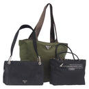 PRADA BOTTEGA VENETA Hand Bag Nylon 3 Set Black Khaki Auth bs37399-1