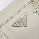 PRADA Tote Bag Leather White Silver Auth bs37404-15
