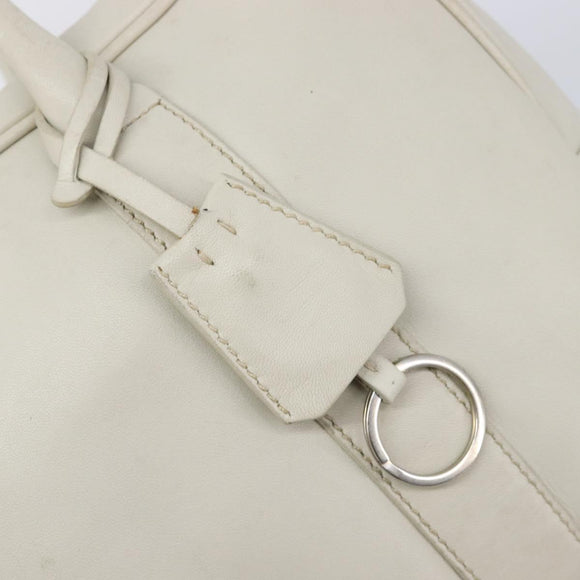 PRADA Tote Bag Leather White Silver Auth bs37404