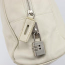 PRADA Tote Bag Leather White Silver Auth bs37404-17