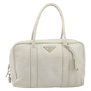PRADA Tote Bag Leather White Silver Auth bs37404-2