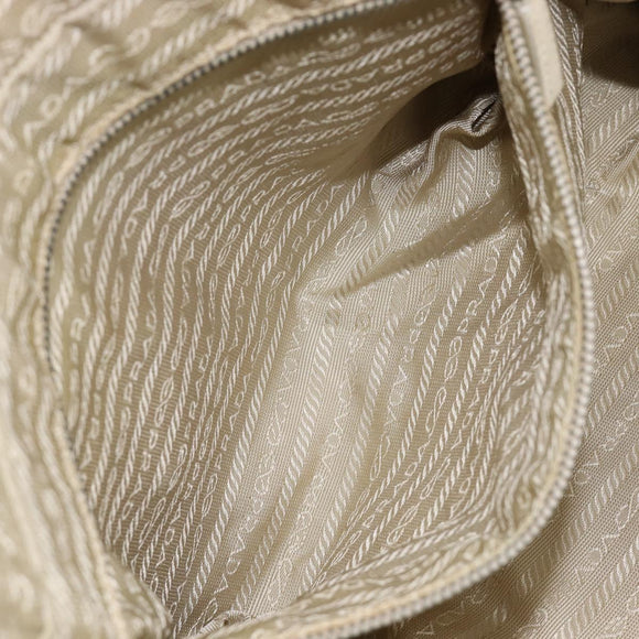 PRADA Tote Bag Leather White Silver Auth bs37404