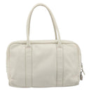 PRADA Tote Bag Leather White Silver Auth bs37404-3