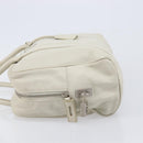 PRADA Tote Bag Leather White Silver Auth bs37404-5