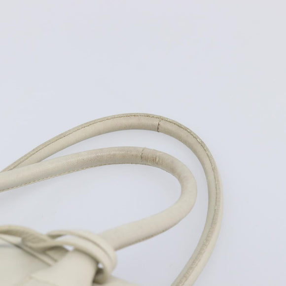 PRADA Tote Bag Leather White Silver Auth bs37404