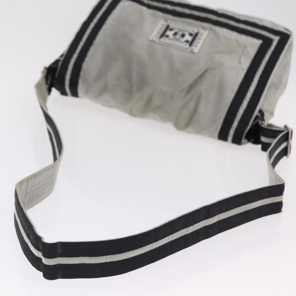 CHANEL Chanel Sports Messenger Bag Nylon Silver CC Auth bs37405